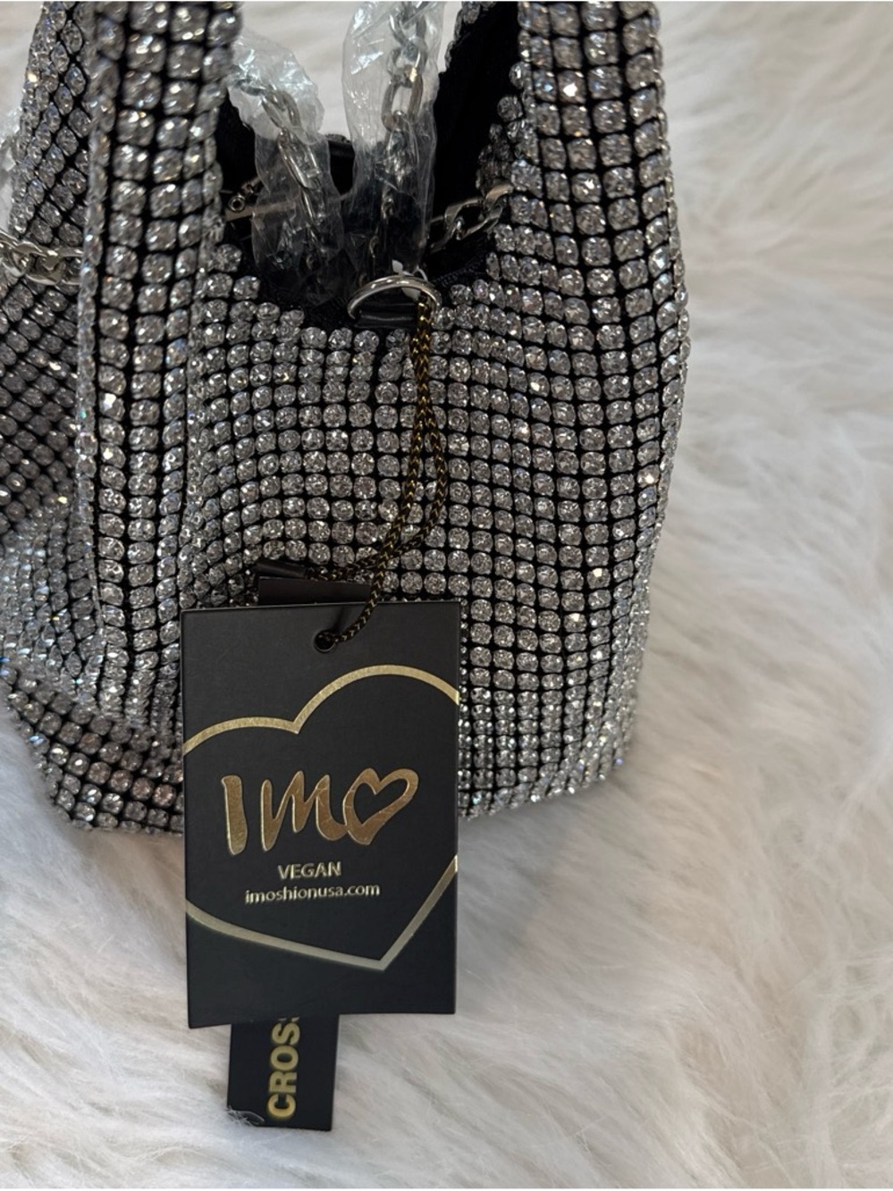Vegan Crystal Mini Bag - Silver Sparkle - Picture 2 of 7